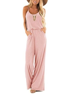 LACOZY Womens Casual Loose Sleeveless Spaghetti Strap Wide Leg Pants Jumpsuit Rompers