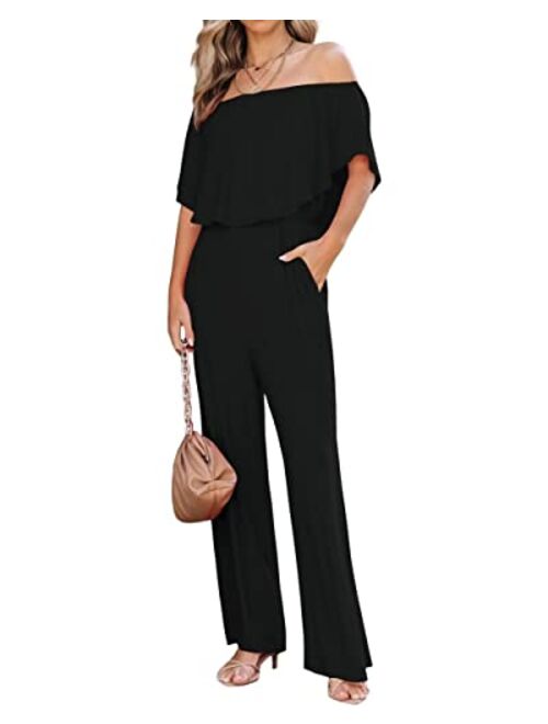 LACOZY Womens Casual Loose Sleeveless Spaghetti Strap Wide Leg Pants Jumpsuit Rompers