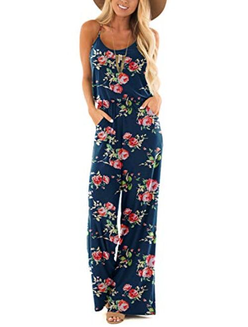 LACOZY Womens Casual Loose Sleeveless Spaghetti Strap Wide Leg Pants Jumpsuit Rompers