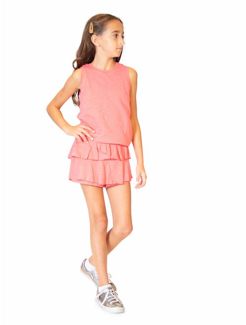 KIDPIK Skorts for Girls - Fun & Flairy Skirt & Active Short Hybrid - Choose from Stripe Knit, Double Ruffles, or Front Tie