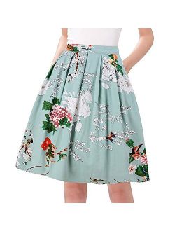 Taydey A-Line Pleated Vintage Skirts for Women