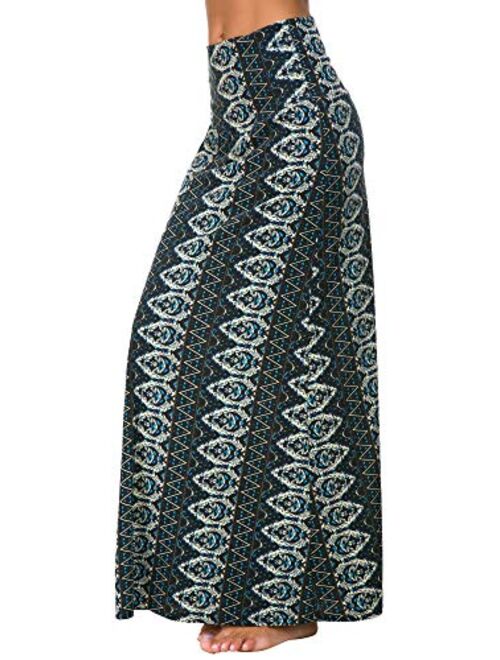 Urban CoCo Women's Stylish Spandex Comfy Fold-Over Flare Long Maxi Skirt