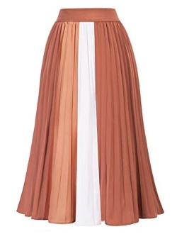 Women's High Waist Plisse Pleated A-Line Swing Skirt KK659