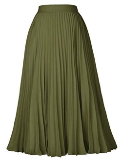 Women's High Waist Plisse Pleated A-Line Swing Skirt KK659