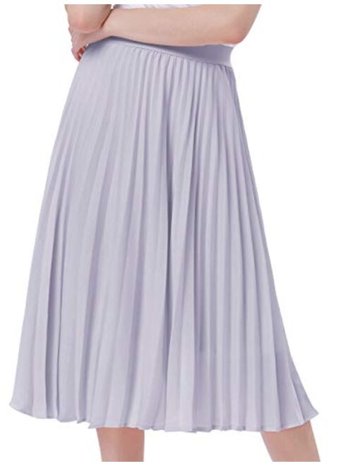 Kate Kasin Women's High Waist Plisse Pleated A-Line Swing Skirt KK659