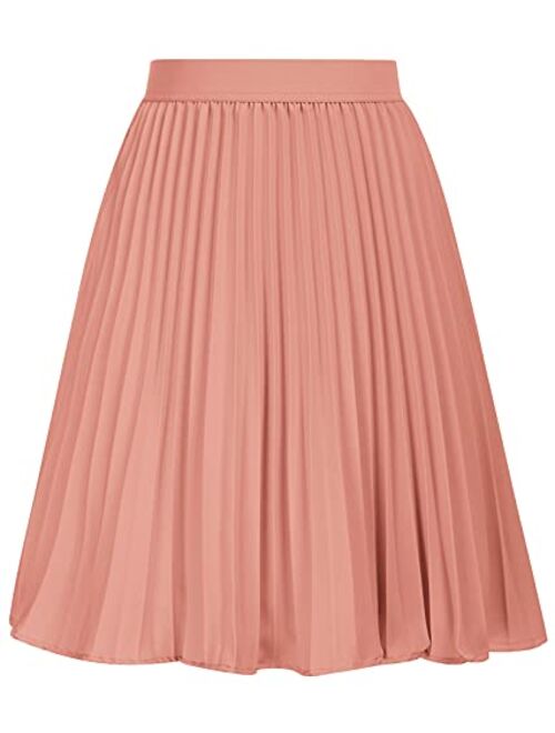 Kate Kasin Women's High Waist Plisse Pleated A-Line Swing Skirt KK659