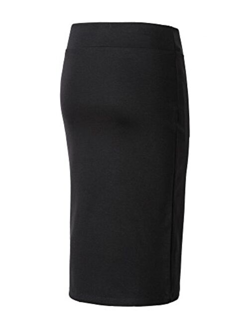 Urban CoCo Women's Elastic Waist Stretch Bodycon Midi Pencil Skirt