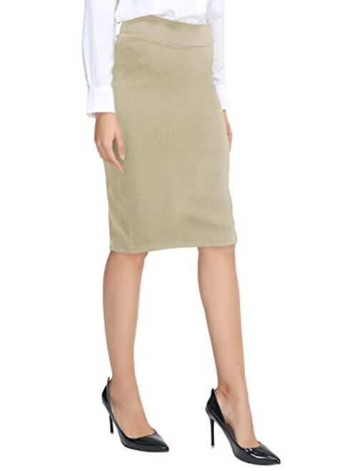 Urban CoCo Women's Elastic Waist Stretch Bodycon Midi Pencil Skirt