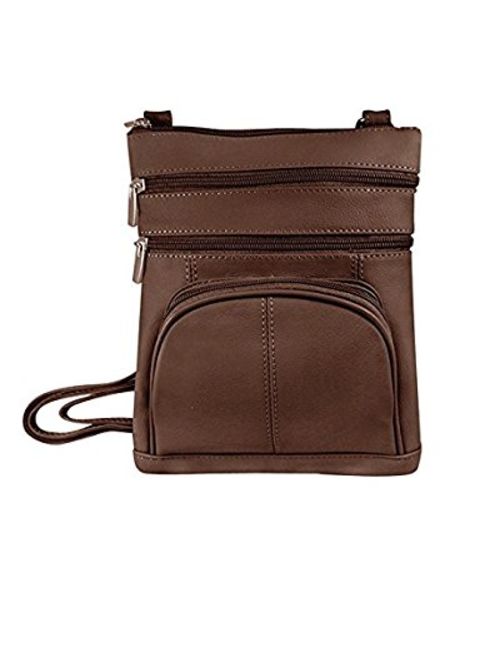 Roma Leathers Genuine Leather Multi-Pocket Crossbody Purse Bag