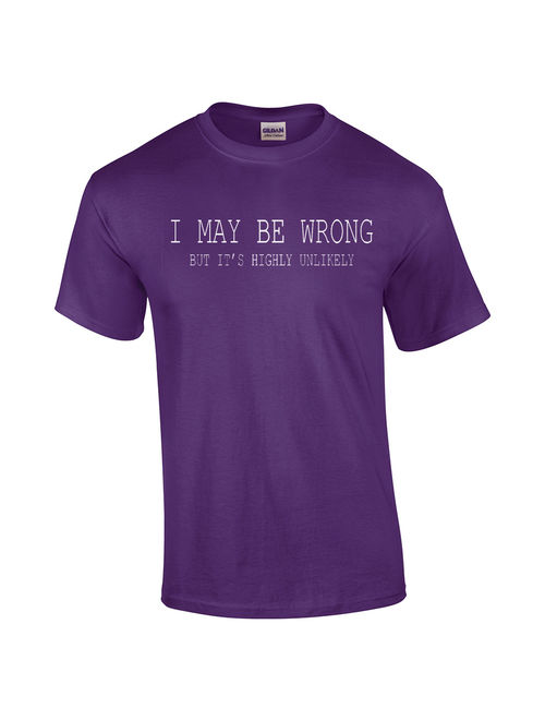 Mens Funny Sayings Slogans T Shirts-I May Be Wrong tshirt-charcoal-4xl