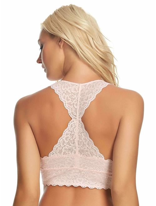 Jezebel by Felina Lace Bralette Wire Free Unpadded T-Back Support Bra