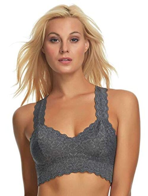 Jezebel by Felina Lace Bralette Wire Free Unpadded T-Back Support Bra