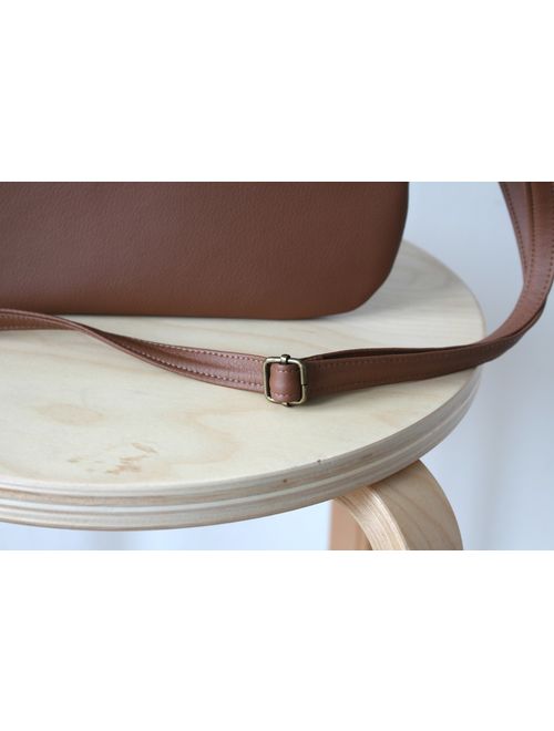 Crossbody leather bag, Clutch Purse, Every day purse, Vegan, Every day bag, Brown