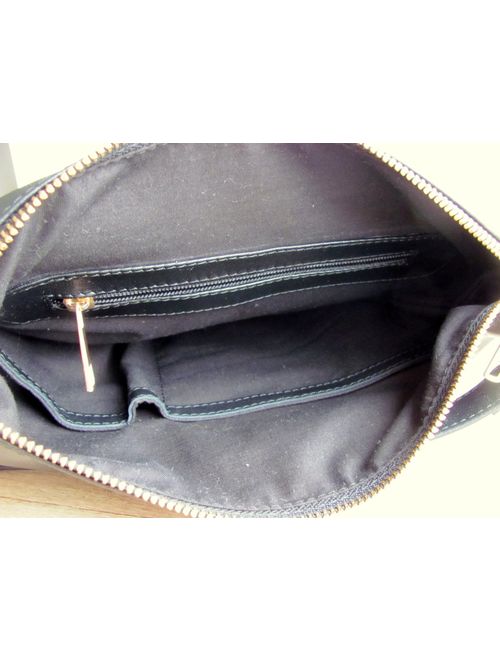 Black leather crossbody bag Women purse Handbag Birthday gift Medium bag