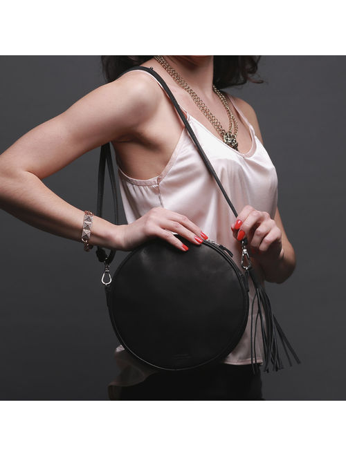 ROUND LEATHER BAG, Crossbody black bag, Crossbody purse, Crossbody leather purse, Crossbody handbags, Small handbag