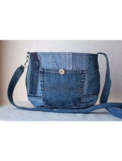 Blue jean bag Denim handbag Shoulder straps bag Denim fashion handbag Crossbody bag Gift for wife Navy blue bag for Women handbag jeans