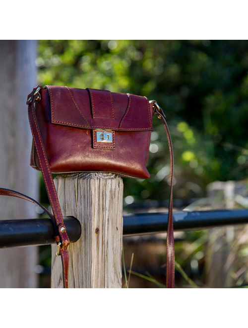 Brown Leather Crossbody Purse Bag Women&#39;s Handbag Shoulder Bag in Full Grain Calfskin Leather (1856BROWN)