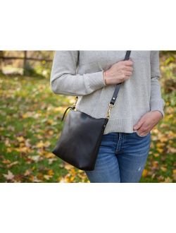 Black Leather Crossbody Bag // Monogrammed Leather Bag // Hobo Bag // Leather bag