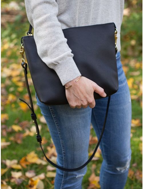 Black Leather Crossbody Bag // Monogrammed Leather Bag // Hobo Bag // Leather bag