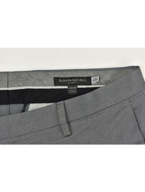 BANANA REPUBLIC Grey Non-Iron Cotton Stretch SLIM FIT Dress Pants 32 x 31