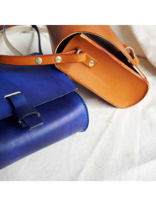 Small Handmade leather satchel, 12 colour ways