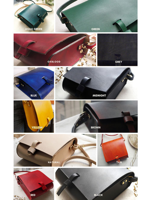 Small Handmade leather satchel, 12 colour ways