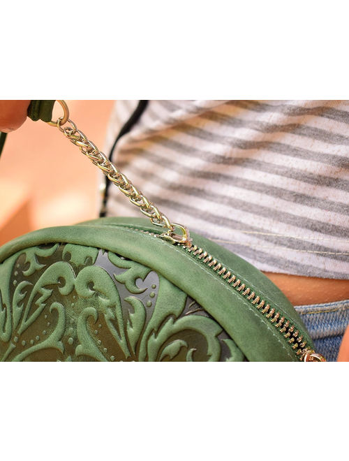 leather round bag,circular leather purse women,small crossbody bag,handmade circle bag,round leather bag,leather handbag,green leather purse