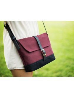 Side Purse Crossbody - Burgundy Red Crossbody Purse for Women - Cute Crossbody Purse - Sling Purse - Canvas Handbag - Shoulder Bag