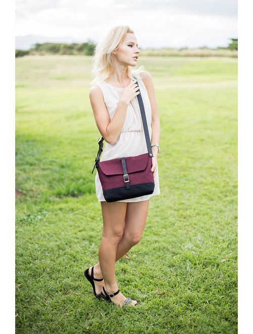 Side Purse Crossbody - Burgundy Red Crossbody Purse for Women - Cute Crossbody Purse - Sling Purse - Canvas Handbag - Shoulder Bag