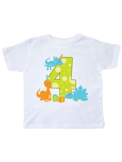 Dinosaur party-Fourth Birthday Toddler T-Shirt