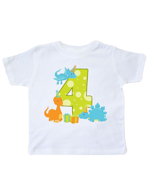 Dinosaur party-Fourth Birthday Toddler T-Shirt