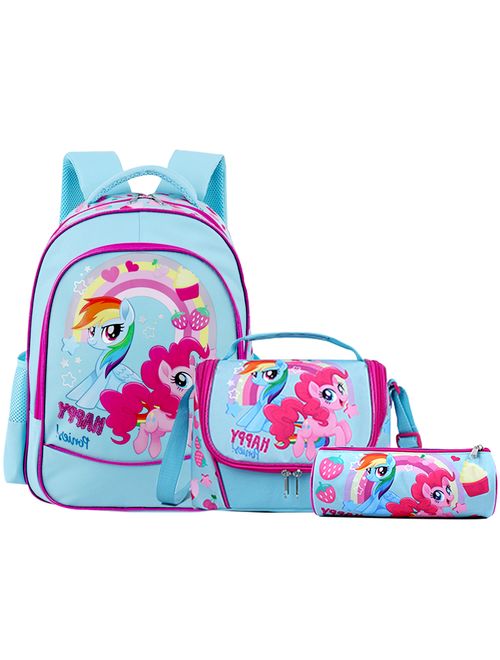 Unicorn School Backpacks for Girls Kids Toddler School Bags Waterproof with Lunch Bag Snack Bag Pencil Case Bookbags Set Lightweight Travel Canvas Bag for Preschool Kids 