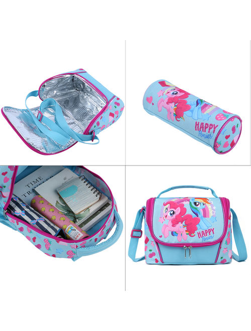 Unicorn School Backpacks for Girls Kids Toddler School Bags Waterproof with Lunch Bag Snack Bag Pencil Case Bookbags Set Lightweight Travel Canvas Bag for Preschool Kids 