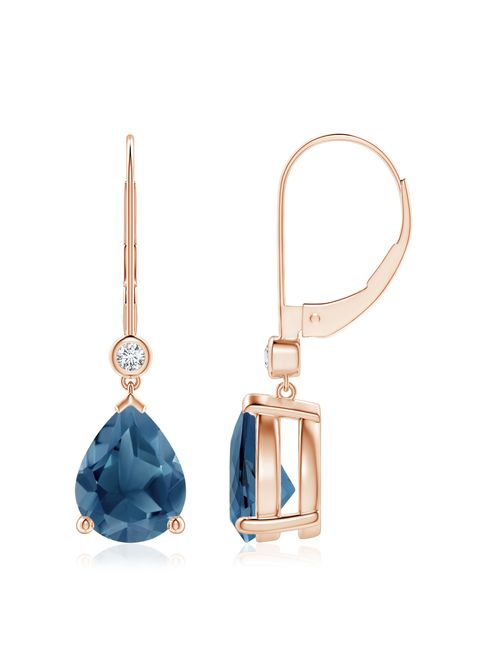 Pear-Shaped London Blue Topaz Leverback Drop Earrings in 14K Rose Gold (9x7mm London Blue Topaz) - SE0999LBTD-RG-A-9x7