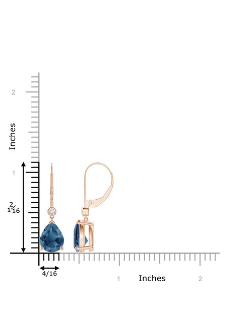 Pear-Shaped London Blue Topaz Leverback Drop Earrings in 14K Rose Gold (9x7mm London Blue Topaz) - SE0999LBTD-RG-A-9x7