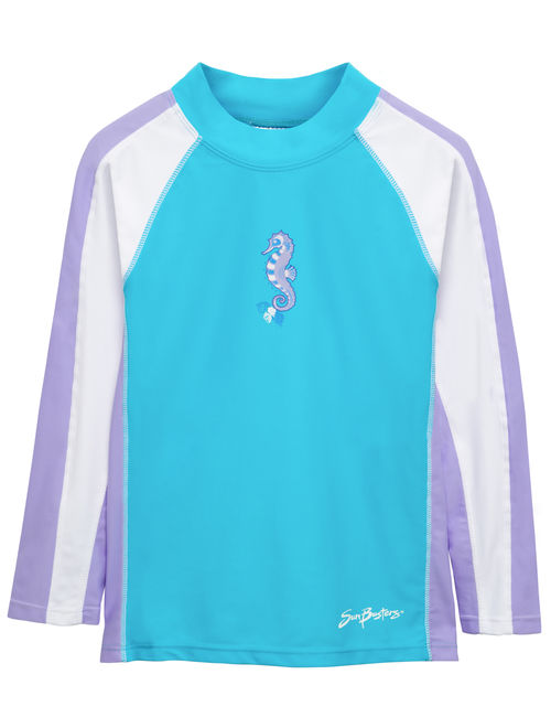 SunBusters Girls L/S Rash Guard(UPF 50+), Buttercup, 6/12 mos