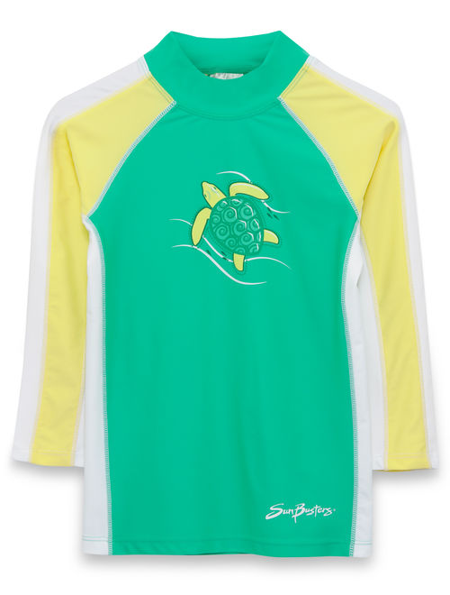 SunBusters Girls L/S Rash Guard(UPF 50+), Buttercup, 6/12 mos