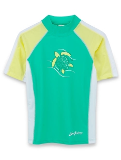 SunBusters Girls S/S Rash Guard(UPF 50+), Mimosa, 12/18 mos