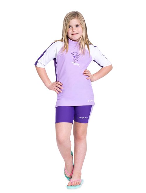 SunBusters Girls S/S Rash Guard(UPF 50+), Mimosa, 12/18 mos