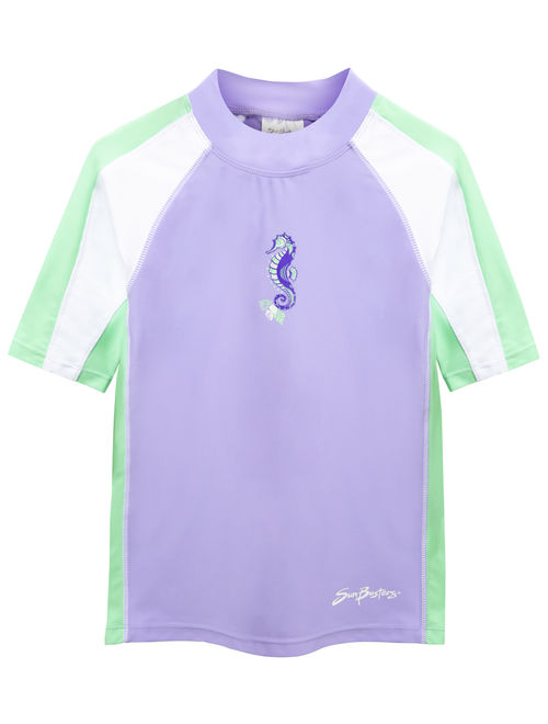 SunBusters Girls S/S Rash Guard(UPF 50+), Mimosa, 12/18 mos