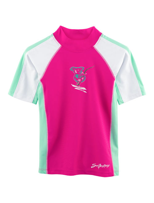 SunBusters Girls S/S Rash Guard(UPF 50+), Mimosa, 12/18 mos