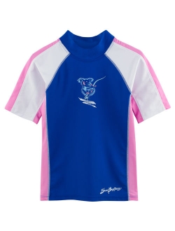 SunBusters Girls S/S Rash Guard(UPF 50+), Pink Bloom, 8/10 yrs