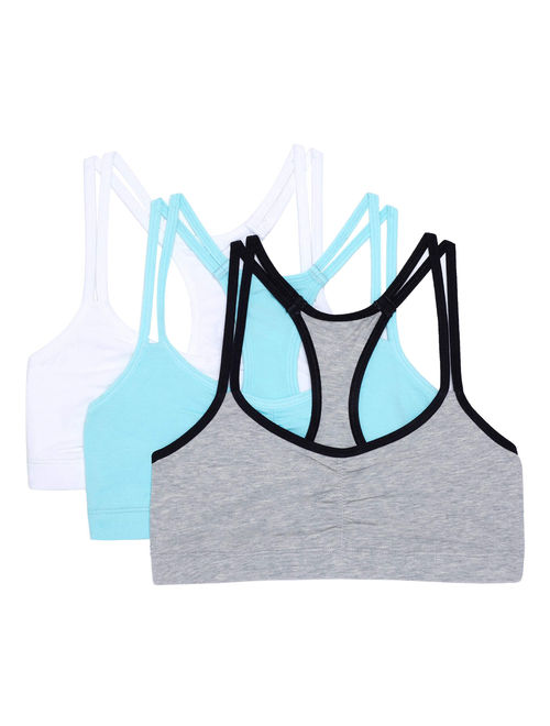 Fruit of the Loom Girls Cotton Stretch Sports Bra, 3 Pack (Little Girl & Big Girl)