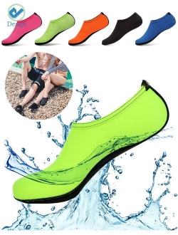 Deago Men Women Skin Water Barefoot Shoes Aqua Beach Socks Yoga Exercise Pool Swim Slip On Surf " L size, Pink"