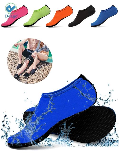 Deago Men Women Skin Water Barefoot Shoes Aqua Beach Socks Yoga Exercise Pool Swim Slip On Surf " L size, Pink"