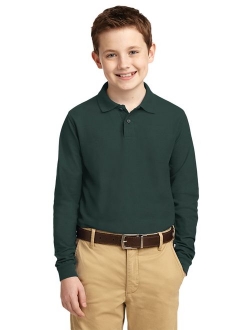 Port Authority Youth Silk Touch Long Sleeve Smooth Polo Shirt