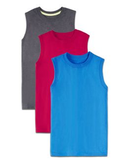 Soft Sleeveless Muscle Shirts, Multi-Color 3 Pack Value Set (Little Boys & Big Boys)