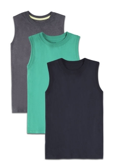 Soft Sleeveless Muscle Shirts, Multi-Color 3 Pack Value Set (Little Boys & Big Boys)