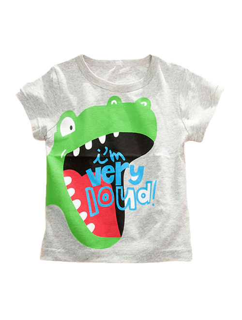 StylesILove Cute Graphic Print Boy T-shirt, 6 Designs (3-4 Years, Alligator Green), Tag Size:100