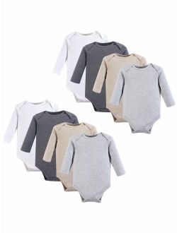 Baby Cotton Long-Sleeve Bodysuits 8pk, Heather Gray, 3-6 Months